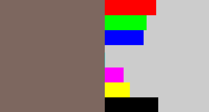 Hex color #7d675f - grey brown
