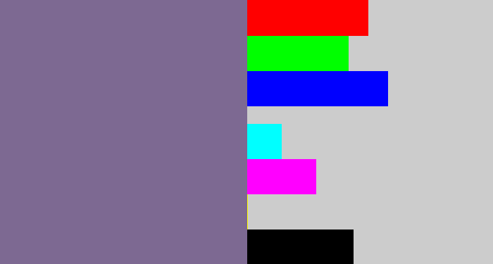 Hex color #7d6992 - grey purple