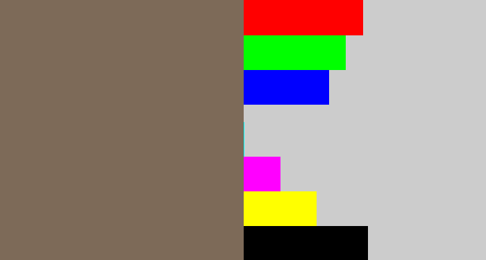 Hex color #7d6a58 - grey brown