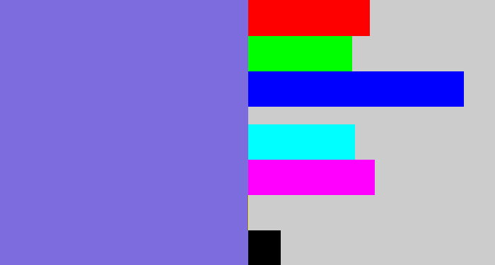 Hex color #7d6cdd - purpley