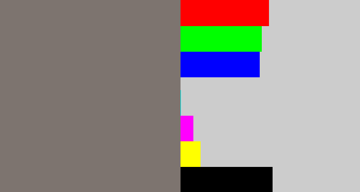 Hex color #7d746f - medium grey