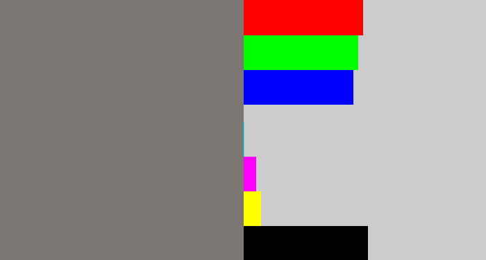 Hex color #7d7774 - medium grey