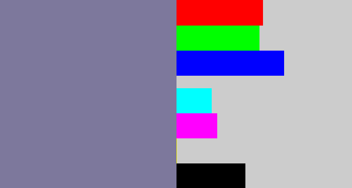 Hex color #7d789c - greyish purple