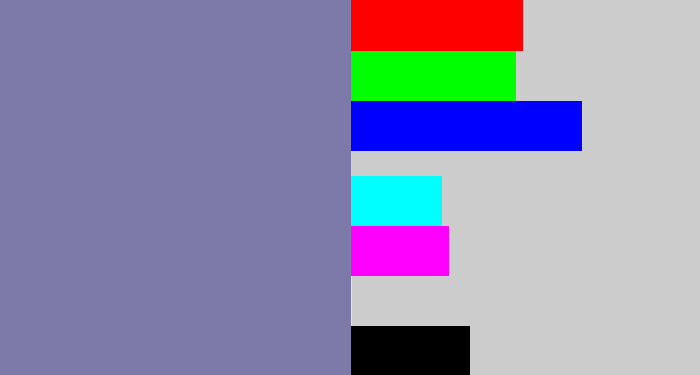 Hex color #7d79a8 - blue/grey