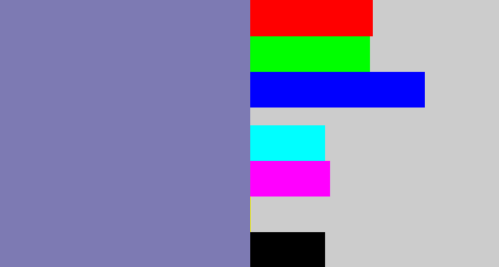 Hex color #7d7ab3 - blue/grey
