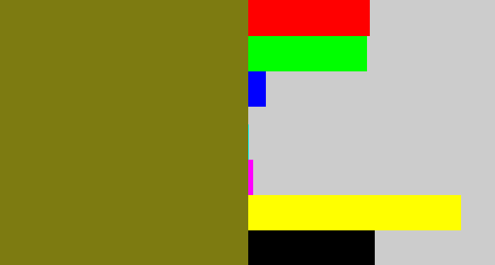 Hex color #7d7b11 - olive