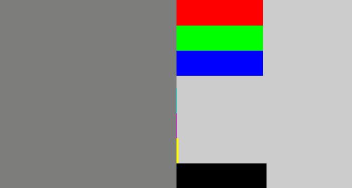 Hex color #7d7d7c - medium grey