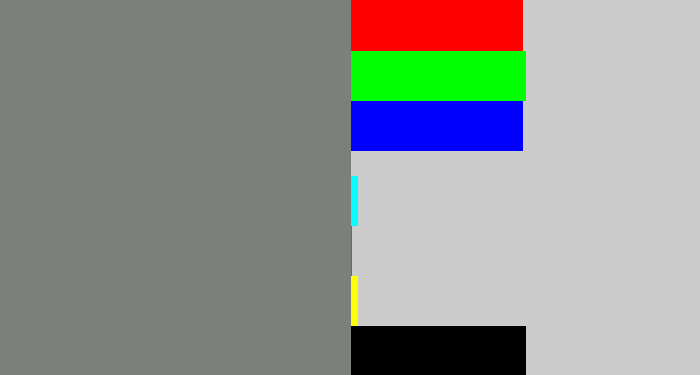 Hex color #7d7f7c - medium grey