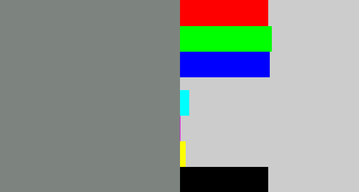 Hex color #7d837f - medium grey