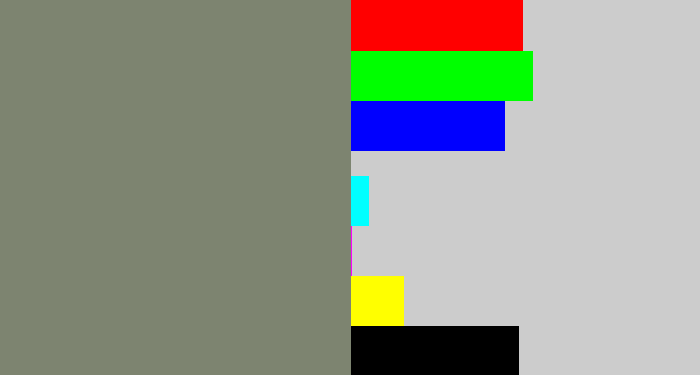 Hex color #7d8470 - medium grey