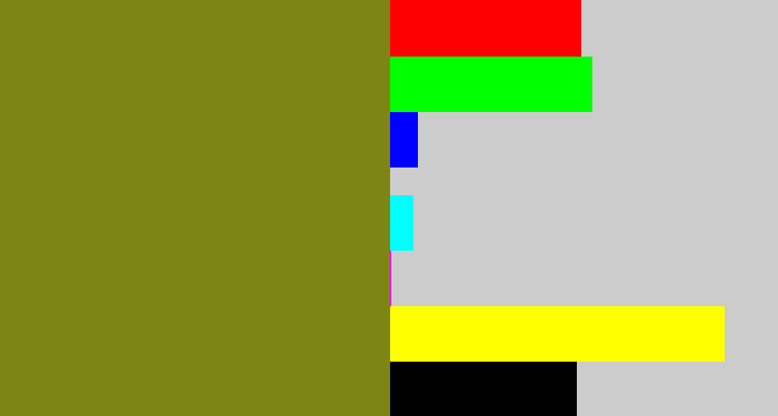 Hex color #7d8513 - murky green