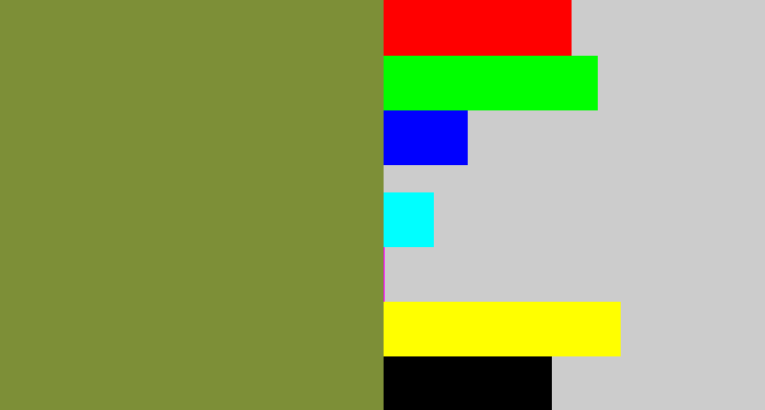 Hex color #7d8f37 - khaki green