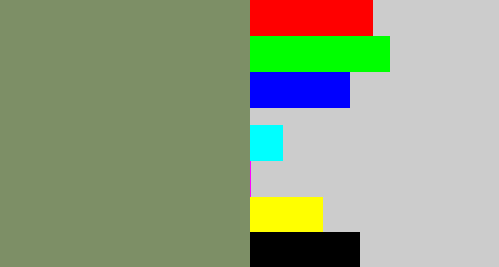 Hex color #7d8f66 - green grey