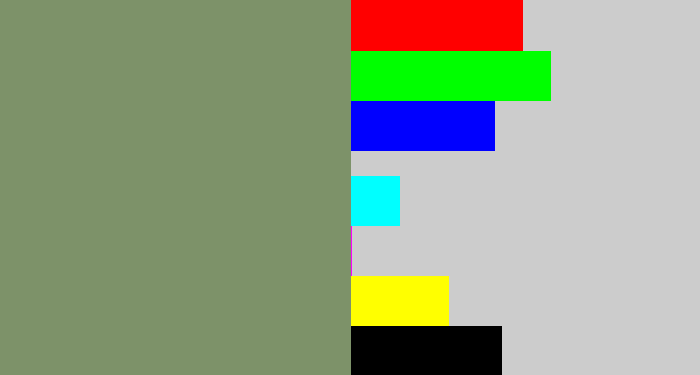 Hex color #7d9269 - green grey