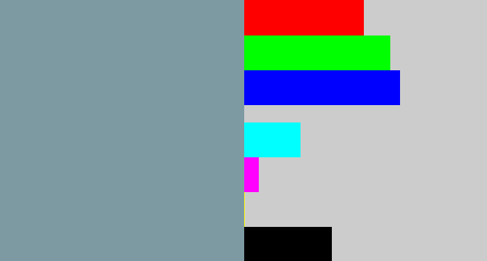 Hex color #7d9aa3 - blue/grey