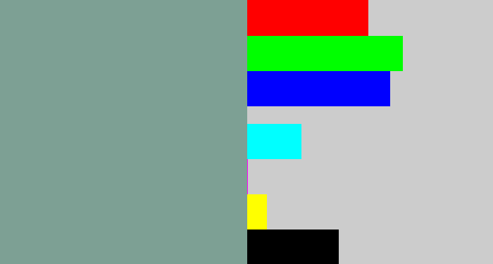 Hex color #7da094 - greyish teal