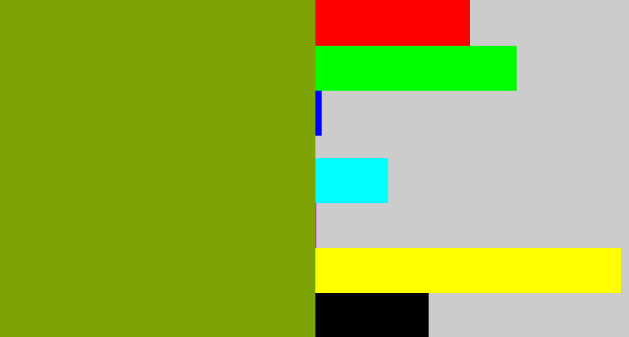 Hex color #7da305 - vomit green