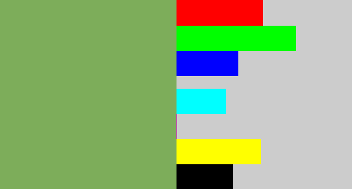 Hex color #7dad5a - asparagus