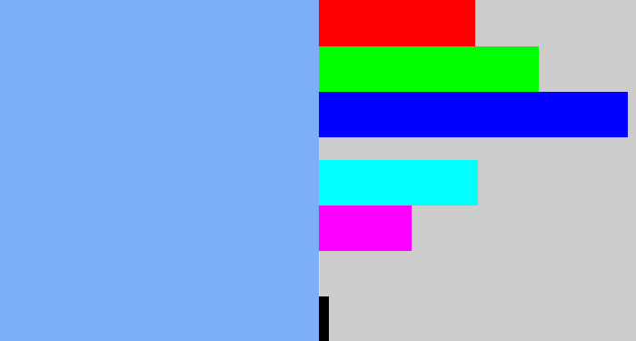 Hex color #7daff8 - sky blue