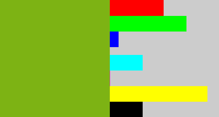 Hex color #7db314 - pea green