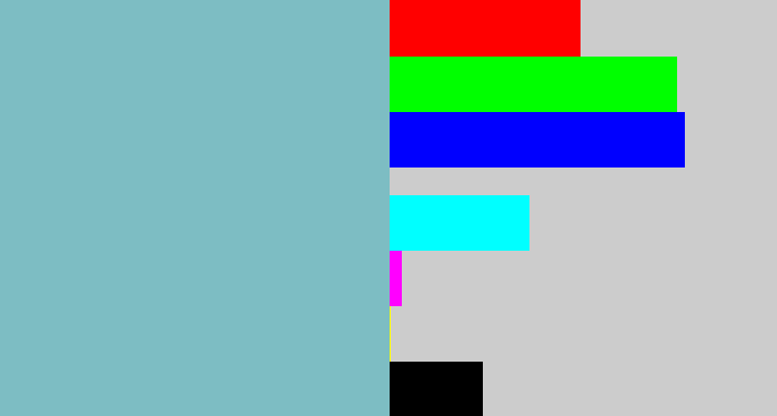 Hex color #7dbdc3 - pale teal