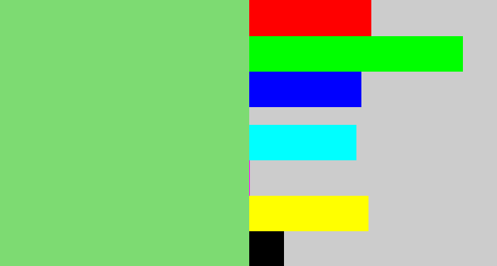 Hex color #7ddb72 - soft green