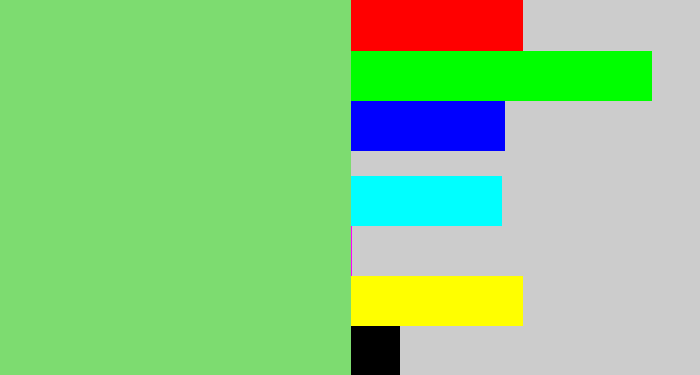 Hex color #7ddc70 - soft green