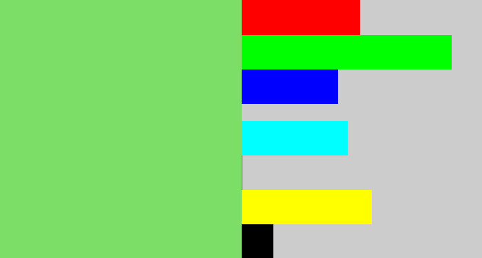 Hex color #7dde67 - lightish green