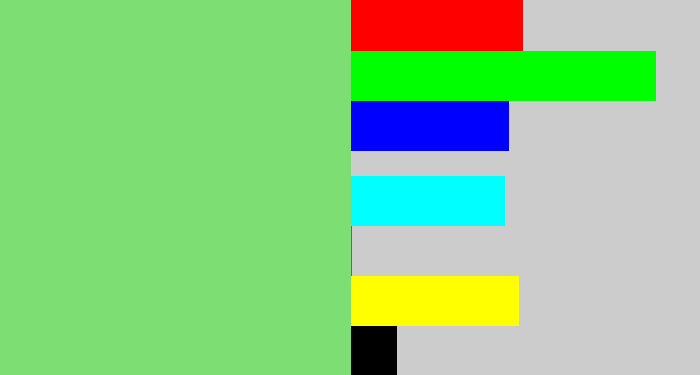 Hex color #7dde74 - soft green