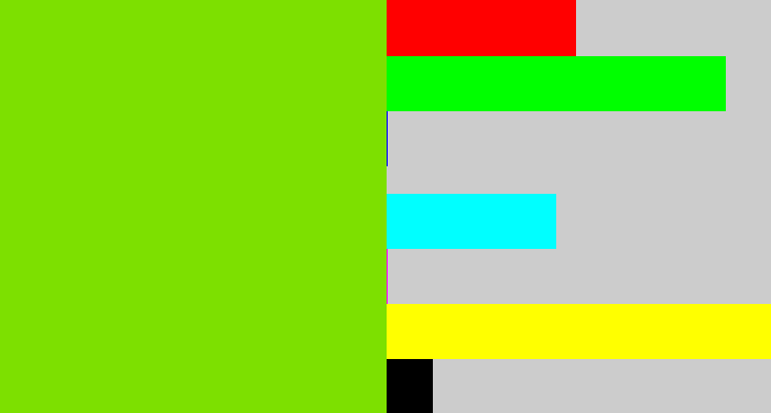 Hex color #7de000 - bright lime