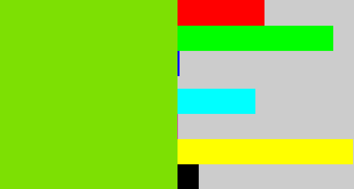 Hex color #7de003 - bright lime