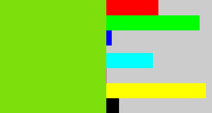 Hex color #7de00d - bright lime
