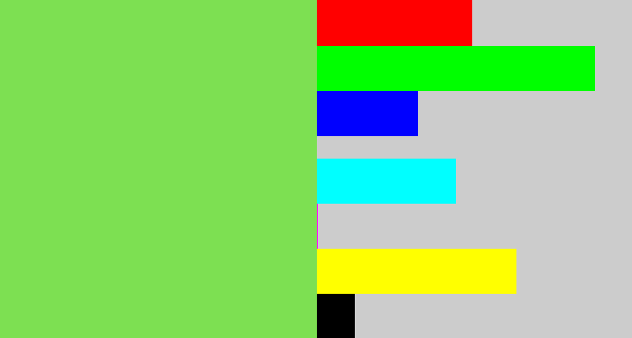 Hex color #7de052 - fresh green