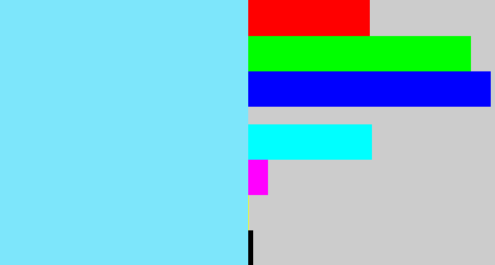 Hex color #7de6fb - robin egg blue