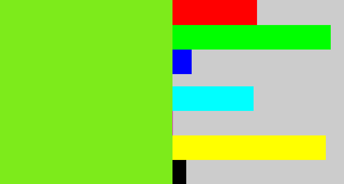 Hex color #7deb1b - bright lime