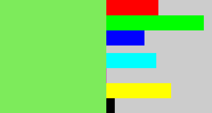 Hex color #7deb5b - lighter green