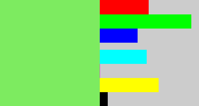 Hex color #7deb60 - lighter green