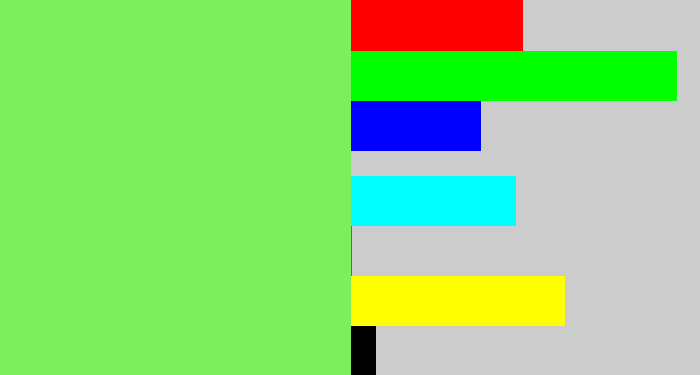 Hex color #7dee5e - lighter green
