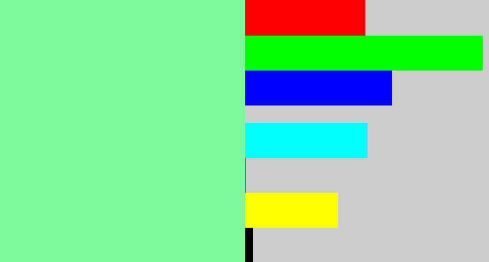 Hex color #7df89a - light bluish green