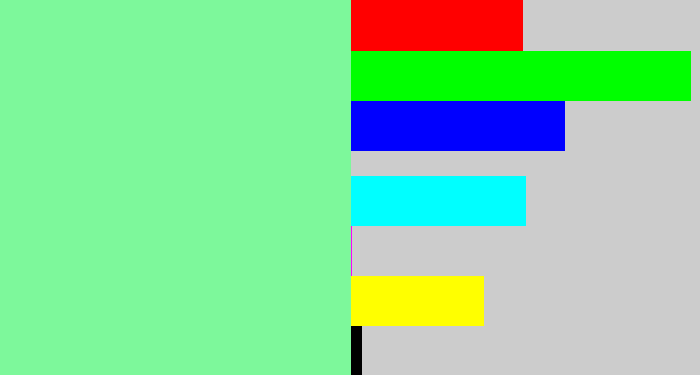 Hex color #7df89b - light bluish green
