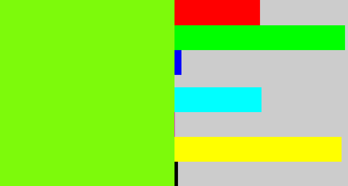 Hex color #7dfa0b - bright lime