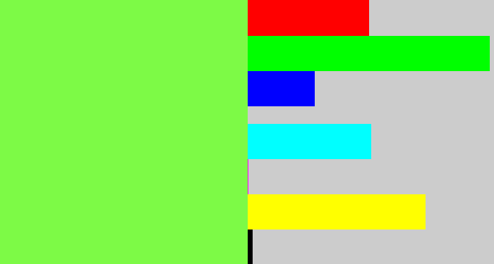 Hex color #7dfa46 - kiwi green
