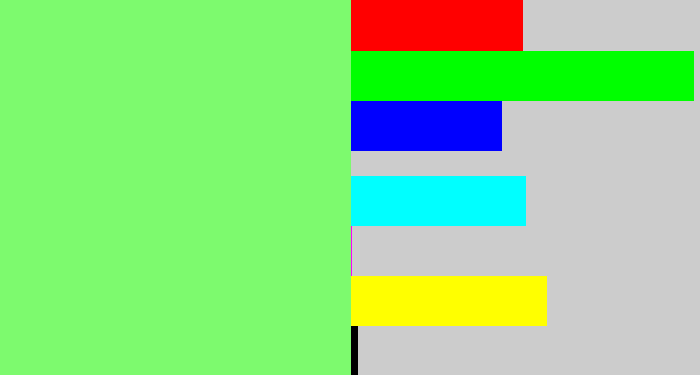 Hex color #7dfa6e - lighter green