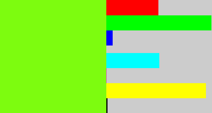Hex color #7dfc0f - bright lime