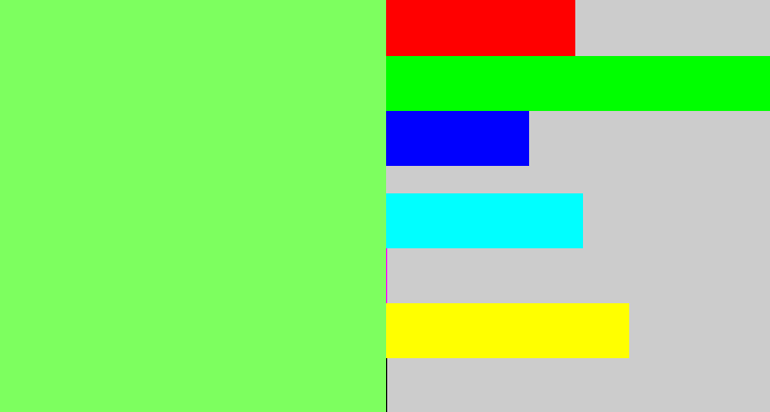Hex color #7dff5f - lighter green
