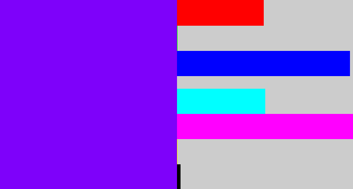Hex color #7e01fa - vivid purple