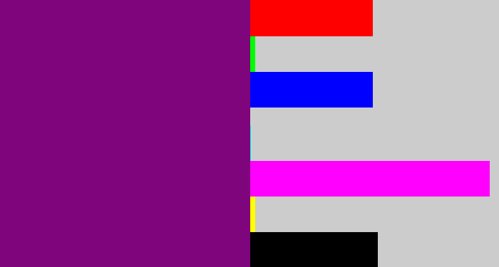 Hex color #7e057c - darkish purple