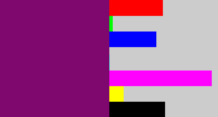 Hex color #7e086d - darkish purple