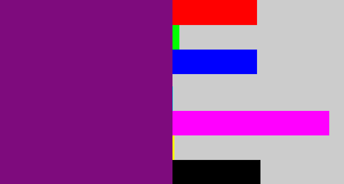 Hex color #7e0b7d - darkish purple