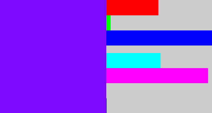 Hex color #7e0bff - vivid purple